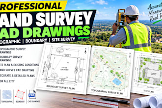create professional land survey cad drawings and topographic property survey