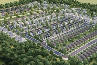 render 3d site plan,urban luxury residential masterplan, real estate development