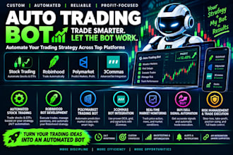 develop an auto trade stock trading bot, robinhood bot, polymarket bot, 3commas