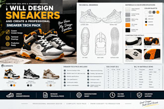 design sneakers and create a professional sneaker tech pack