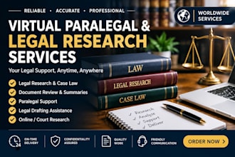 provide professional paralegal and legal research services