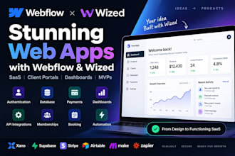 build webflow wized xano or supabase saas web app and client portal