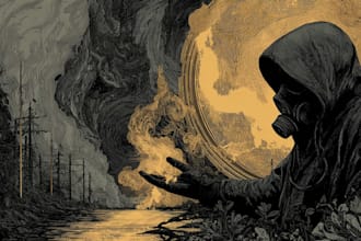 create dark art, metal, gothic illustration