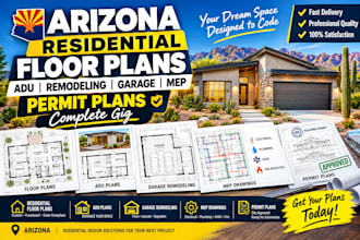design arizona residential floor plans, adu, remodeling garage mep permit plans