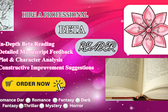 beta read your fantasy, romance, thriller, historical or erotica  book