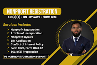 do US nonprofit registration, 501c3 tax exempt, ein, bylaws, form 1023, 1023 ez