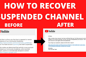help recover and appeal for your suspended,terminated or hacked youtube channel