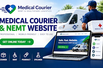 build a medical courier nemt website logo banner and landing page