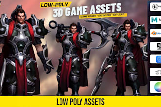 create 3d low poly character game assets props ready for rigging and animation