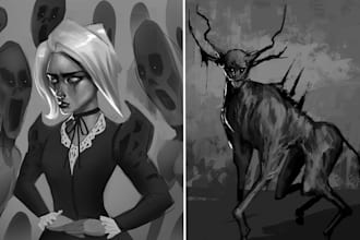 draw dark fantasy character creatures illustrations