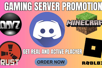 promote your gaming server fivem, rust, dayz, minecraft server, discord ads