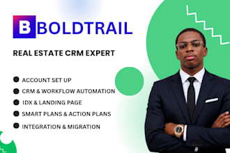 set up boldtrail CRM, lofty CRM, kvcore and follow up boss