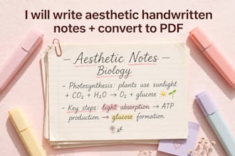 write aesthetic handwritten notes, convert to PDF