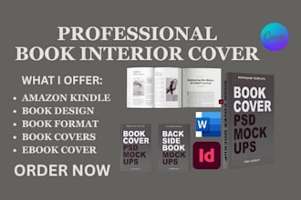 design, format book interior cover, ebook conversion, print layout, amazon KDP