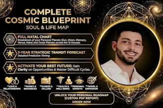 craft a full natal chart and 3 year transit astrology report
