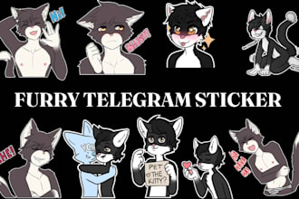 draw cool sticker of your furry character for telegram discord stickers