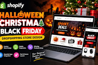 setup a halloween christmas black friday dropshipping shopify website design