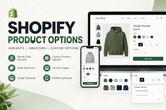 setup shopify product variants, options and color swatches