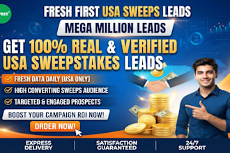 offer fresh first sweeps leads, usa leads, mega million leads