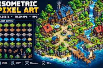 isometric pixel art tileset, tilemap, 2d game environment rpg game background