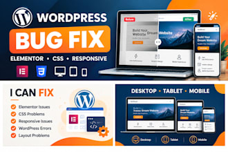 fix wordpress elementor bugs, errors and responsive issues