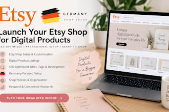 setup etsy shop germany with sales and high SEO listing digital products listing