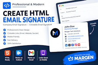 create HTML email signature, company email signature, clickable email signature