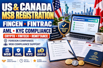 register US and canada msb with fincen fintrac aml kyc compliance support