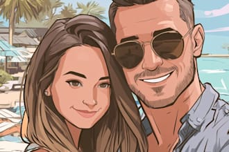 couple portrait wedding portrait illustration