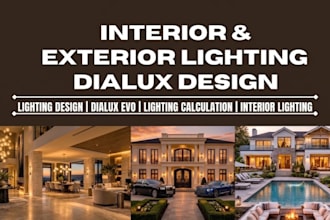 design interior and exterior lighting with dialux evo and lux calculations