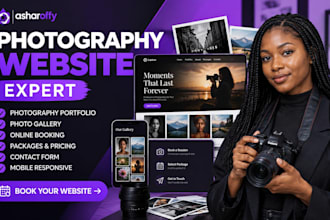 design photography website with portfolio, booking and photo gallery