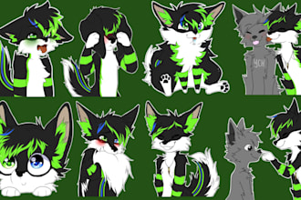 draw cute furry telegram and discord stickers, animated furry emotes