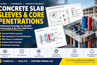 draft concrete sleeve layouts, slab openings and mep penetrations