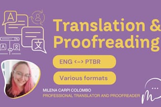 proofread, review and translate portuguese and english texts