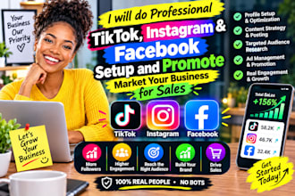 setup promote and market your business on tiktok ig and facebook for sales