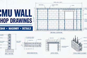 create cmu wall shop drawings, rebar detailing, masonry details
