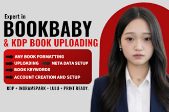 publish your book on bookbaby with metadata and book design, KDP book uploading