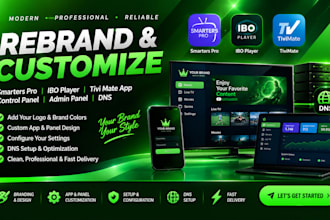 rebrand  smarter pro, ibo player, tivi mate app, control panel, admin panel, dns