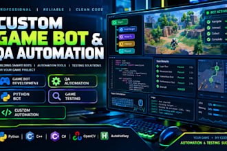 build custom game bots, video game bot, game automation and qa testing tools