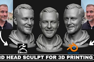 create 3d head sculpt, 3d face model, 3d bust, 3d face model printing stl file