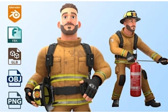 design cute 3d cartoon character, mascot and chibi model in blender