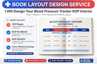 design blood pressure log book interior for KDP