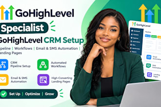 setup gohighlevel CRM, pipeline workflows email SMS automation and landing pages