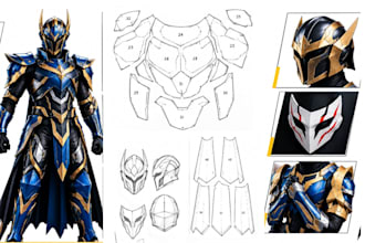 create custom cosplay sewing pattern, zbrush, eva foam, props, 3d masks, helmets
