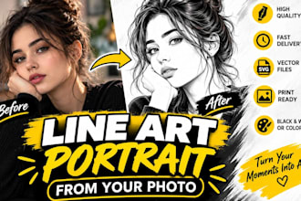 draw a professional line art portrait from your photo