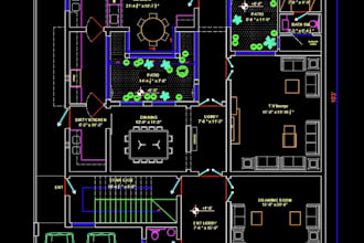 draw your architectural floor plan in auto cad 2d