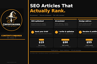 write a SEO optimized blog articles with fast delivery