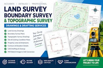do land survey, boundary survey and topographic survey drawings