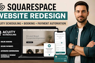 setup squarespace website redesign acuity scheduling booking payment automation