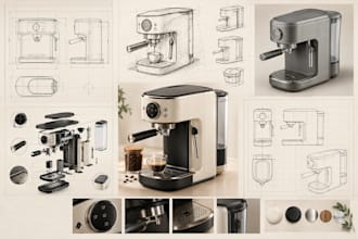 design ergonomic coffee machines with professional 3d cad and tech pack